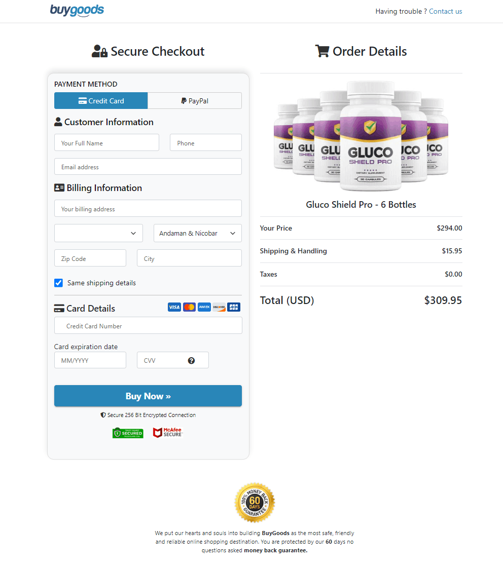 Gluco Shield Pro Order Form